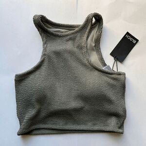 Bloch Crinkle Play Racer Tank in Washed Moss Size Extra Small